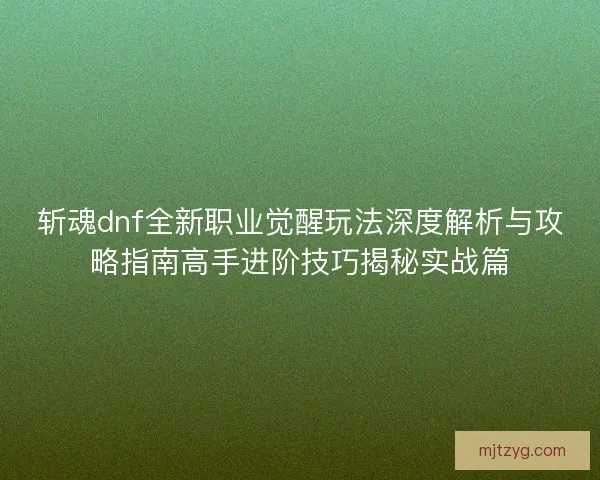斩魂dnf全新职业觉醒玩法深度解析与攻略指南高手进阶技巧揭秘实战篇